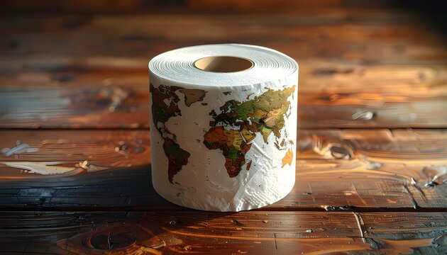 World Map Toilet Paper – Global Awareness Concept