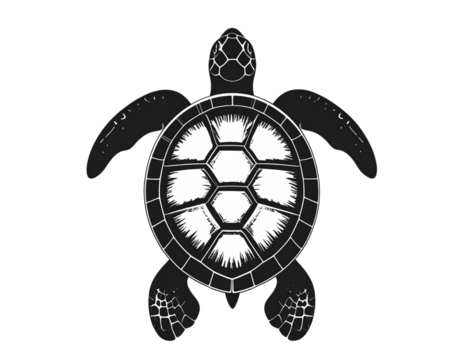 Minimal Turtle Silhouette Top View Transparent - Powered by Adobe