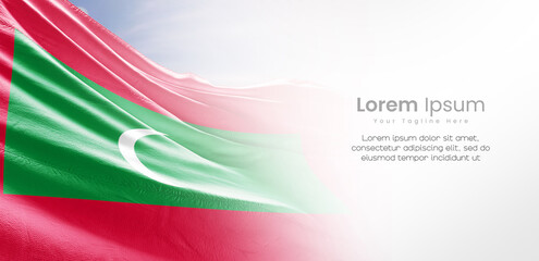 Maldives national flag waving and fading on white background. The flag uses for banner and poster...