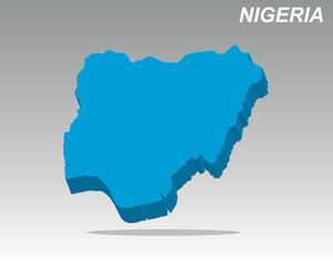 3D vector map of Nigeria in a modern, extruded style. Essential graphic for West Africa business reports, economic data, or travel infographics