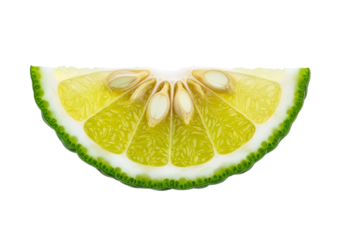 A close-up view of a vibrant citrus slice, showcasing its intricate textures and vibrant colors against a stark black background.