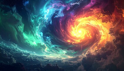 Colorful swirling cloudscape