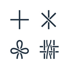 Obraz premium Four abstract knot symbols representing different complexities and designs.