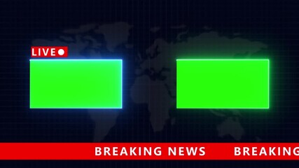 Breaking News Template intro for TV broadcast news show program with 3D breaking news text and badge, against global spinning earth cyber and futuristic style