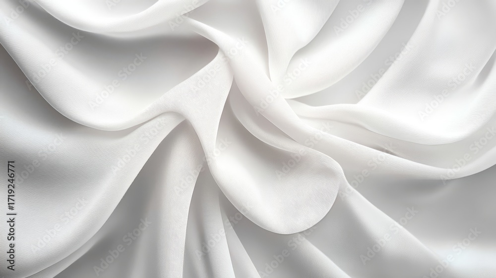 Canvas Prints elegant white fabric draped with soft curves and subtle swirls, gracefully reflecting light.