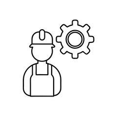 Obraz premium Worker with gear outline icon