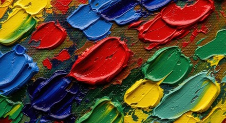 Colorful Abstract Oil Paint Strokes on Canvas.