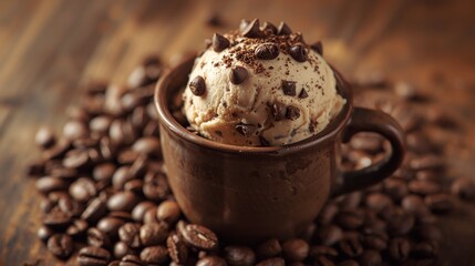 Mocha Ice Cream with Chocolate Chip Garnish