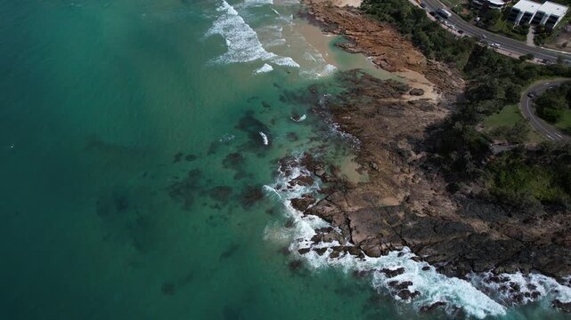 Bays Of Coolum, Coolum Beach, QLD, Australia - Aerial Drone Shot