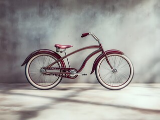 Obraz premium Vintage Red Bicycle Against Minimalistic Urban Background