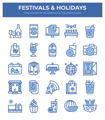 Festivals & Holidays. Collection of 25 Festive Icons