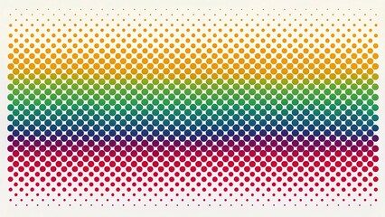 Bold halftone dot pattern in vibrant shades creating a visually striking gradient effect across the canvas