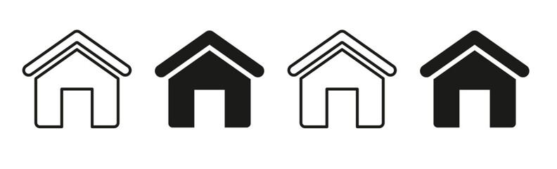 House Symbol Multiple Styles. Home icon set multiple style collection. Vector illustration.
Vector illustration of house icons with multiple line styles. Editable outline building symbols vector.