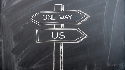 Directional Signage Featuring One Way and Us Directional Arrows