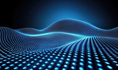 Abstract blue wave pattern, dot grid