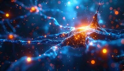 Intricate neural network glowing bright