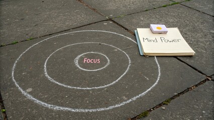 Focus and Mind Power Visualization Drawing on Paved Surface