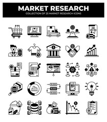 Collection of 25 Market Research Icons: Business Analysis. Data Analysis. and Marketing