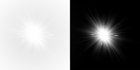 Fototapeta premium Sky, white, sun, light, and stars create the magic of PNG. The PNG overlay adds a transparent, radiant glow.