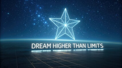 Dream Higher Than Limits Inspirational Quote with Blue Starry Background