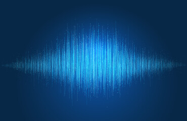 Abstract wave sound illustration made of lines and dots. Music, audio, frequency, and signal in futuristic digital background. Equalizer, pulse flow for technology, media party concept. Vector design