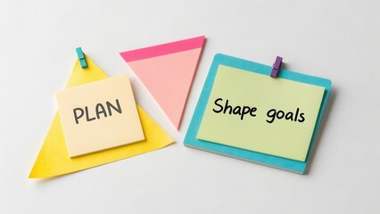 Creative Workspace with Colorful Sticky Notes for Goal Planning
