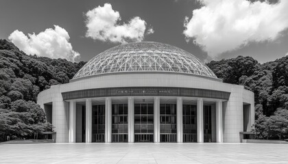 Obraz premium Grand, domed building, lush trees