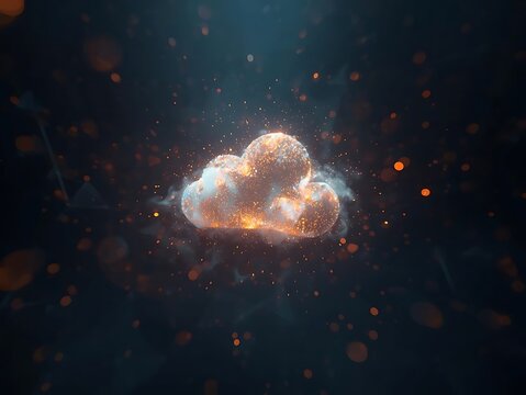 Cosmic nebula explosion with glowing particles and stars