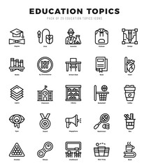 Education Topics icons set. Collection of simple Lineal web icons.