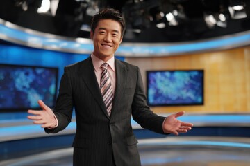 Talk show host talking 