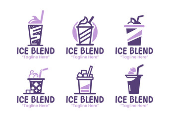 6 Ice Blend Logo Set Professional Beverage Branding Collection