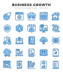 Set of Business Growth Icons. Simple line art style icons pack.