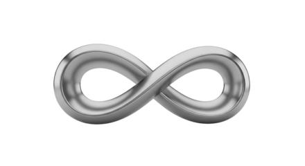 Silver infinity symbol, endless possibilities isolated PNG with Transparent Background