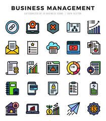 Business Management Icons bundle. Lineal Color style Icons. Vector illustration.
