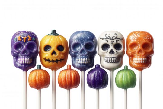 Halloween lollipop skull pumpkin candy colorful spooky festive sweet treat