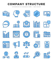 Company Structure Two Color icons collection. 25 icon set. Vector illustration.
