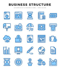 Set of simple Two Color Business Structure Icons. Two Color art icons pack.