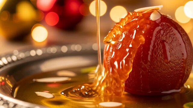 Delicious traditional indian gulab jamun sweet delicacy drenched in syrup for festive celebrations and cultural events