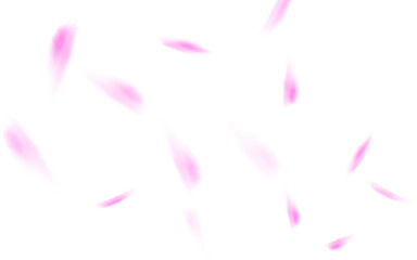 Soft pink flower petals gently falling against a bright white background, creating a serene and tranquil atmosphere, ideal for romantic or nature-themed designs with copy space