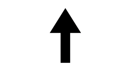 Black arrow pointing up direction isolated PNG with Transparent Background