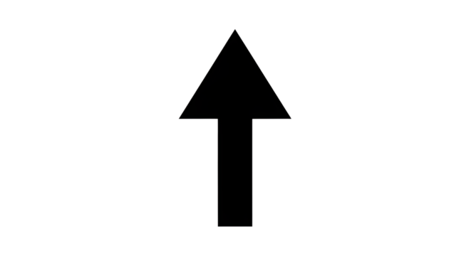 Black arrow pointing up direction isolated PNG with Transparent Background