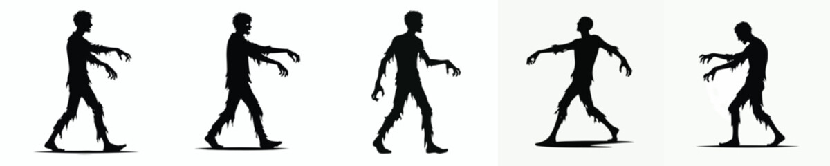 vector silhouette of a walking zombie halloween