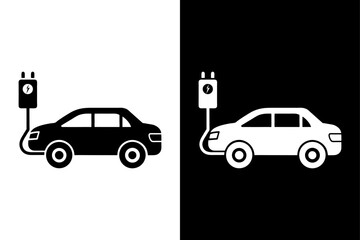 Minimalist Electric Car Charging Symbol PNG.