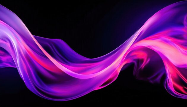 vibrant neon wave abstract glowing purple and pink light flow on black background modern fluid motion art for wallpaper or banner