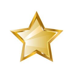 Gold star symbol. Concept of achieving success in a business review and rating system. Award, prize, quality mark, recognition element.