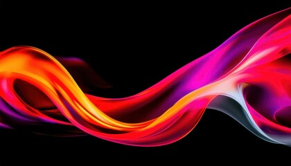 vibrant neon wave abstract with flowing pink orange and red light ribbons on black background ideal for modern wallpaper or digital banner