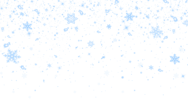 Light blue snowflakes gently falling against a soft white background, creating a serene winter atmosphere, perfect for seasonal designs and festive celebrations with copy space