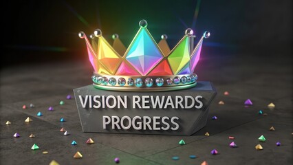 Crown with Gemstones Symbolizing Vision, Rewards, and Progress