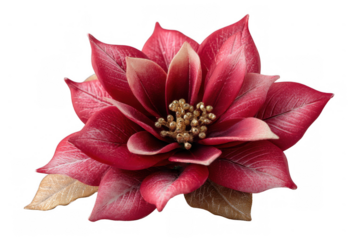 Red poinsettia flower botanical blossom holiday decor festive ornament floral detail isolated elegant delicate macro