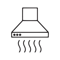 Kitchen Range Hood Line Icon. Cooker Extractor Fan Vector Illustration. Simple Outline Symbol for Kitchen Appliance and Ventilation.